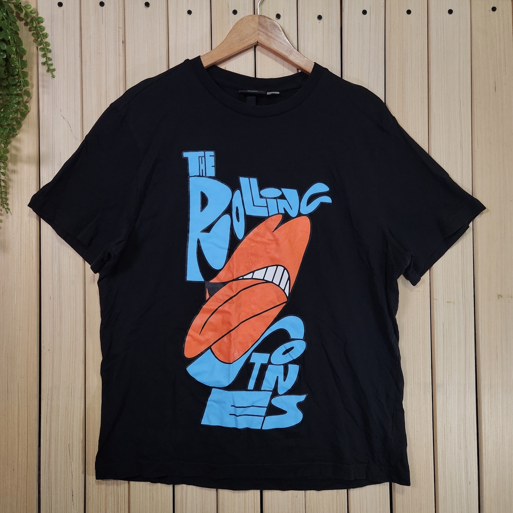Rolling Stones Graphic T Shirt Size L Black, Band Rock Tee